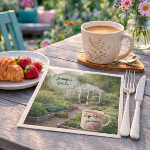 Skapa din egen kaffe före trädgårdsarbete foto pappersservett