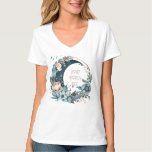 Skapa din egen kalk och persikofärgad Blommigt Mån T Shirt