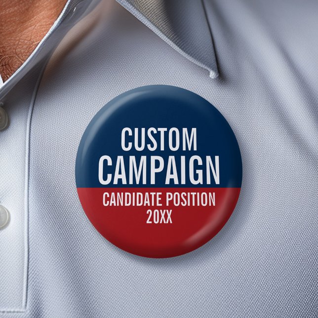 Skapa din egen Kampanj - Red Blue Classic Knapp (Personalized Campaign buttons - Make your own campaign gear)