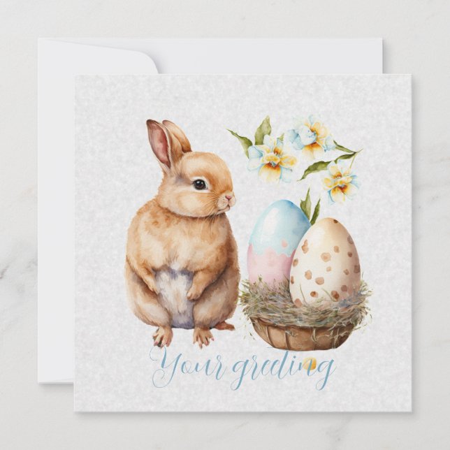 Skapa Din Egen Kanin & Ägg med Vilda Blommor Julkort (Framsida)