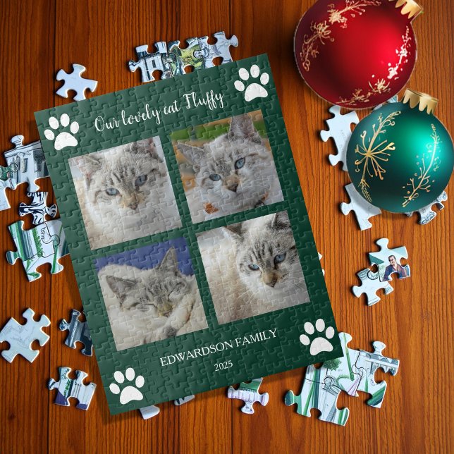 Skapa din egen kappfoto-kollage monogramnamn pussel (Create your own cat photo collage monogram name jigsaw puzzle.)