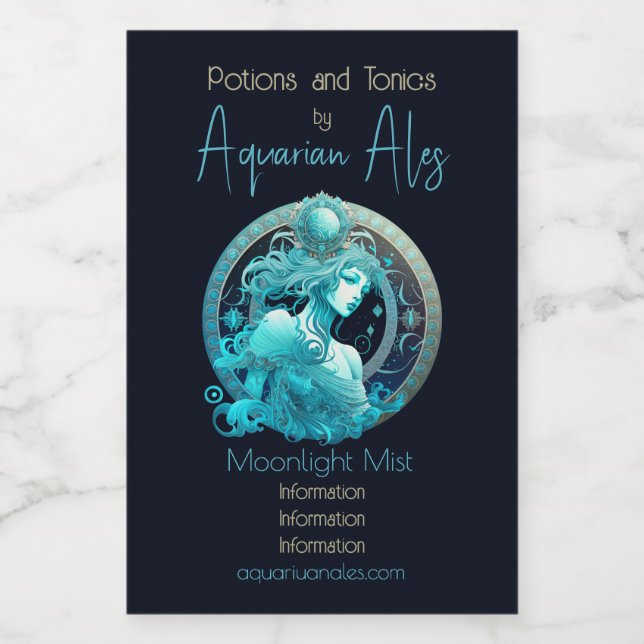 Skapa din egen kelestial Aquarius Zodiac Vinetikett (Enkel etikett)