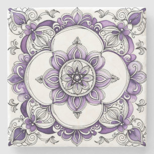 Skapa Din Egen Lavendel Lila Blomma Mandala Stenunderlägg