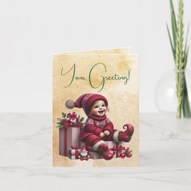 Skapa din egen leende jultomte helgkort (Framsida)