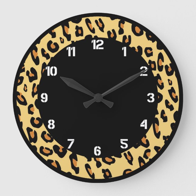 Skapa din egen leopard Skin Mönster Stor Klocka (Framsida)