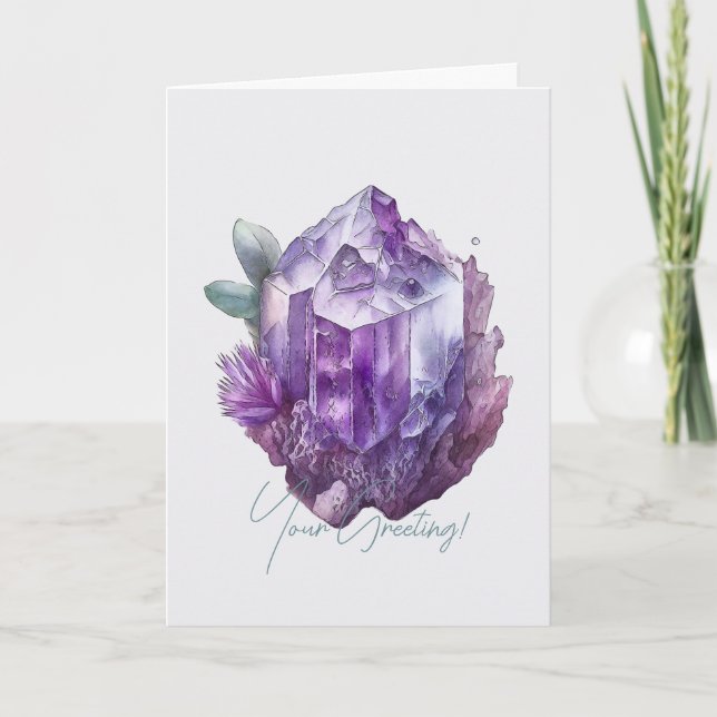 Skapa din egen Lila Amethyst Crystals Helgkort (Framsida)