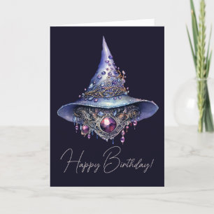 Skapa din egen Lila Bejeweled Crystal Witch Hat Helgkort
