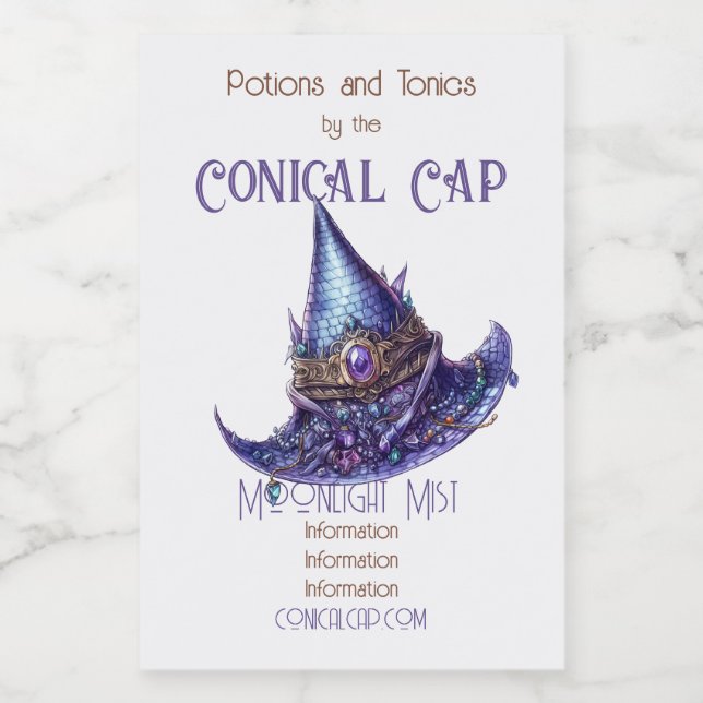 Skapa din egen Lila Bejeweled Dragon Witch Hat Vinetikett (Enkel etikett)