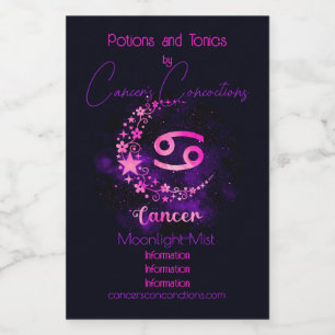 Skapa din egen Lila Celestial Cancer Zodiac Vinetikett