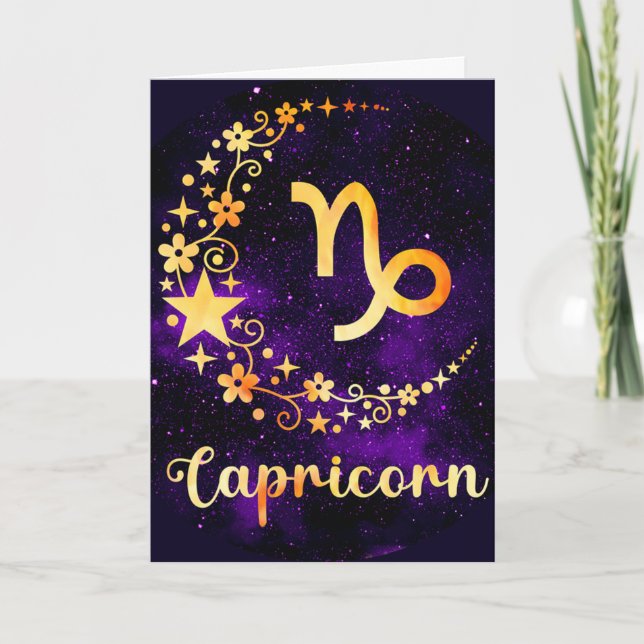 Skapa din egen Lila Celestial Capricorn Helgkort (Framsida)