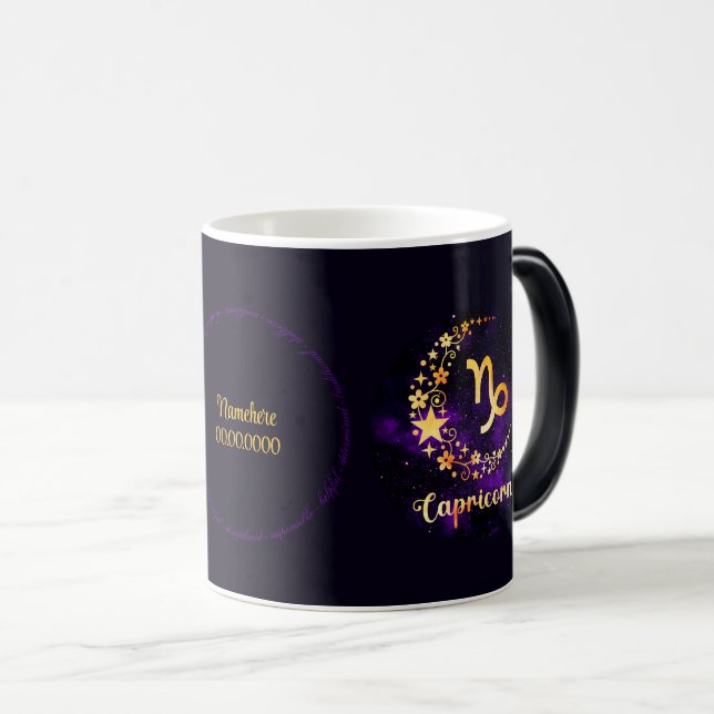 Skapa din egen Lila Celestial Capricorn Zodiac Magisk Mugg (Framsida höger)