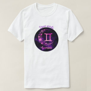 Skapa din egen Lila Celestial Gemini Zodiac T Shirt