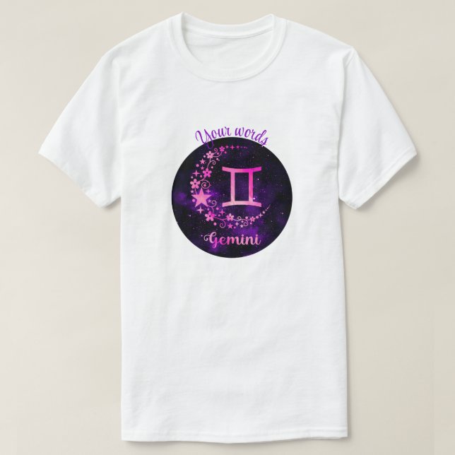 Skapa din egen Lila Celestial Gemini Zodiac T Shirt (Design framsida)