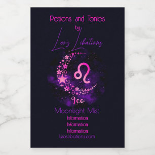 Skapa din egen Lila Celestial Leo Zodiac Vinetikett