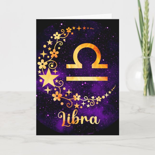 Skapa din egen Lila Celestial Libra Zodiac Helgkort (Framsida)