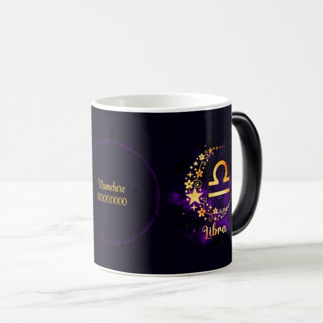 Skapa din egen Lila Celestial Libra Zodiac Magisk Mugg (Framsida höger)