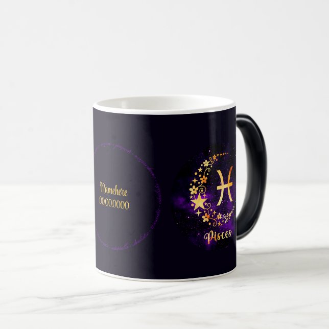 Skapa din egen Lila Celestial Pisces Zodiac Magisk Mugg (Framsida höger)