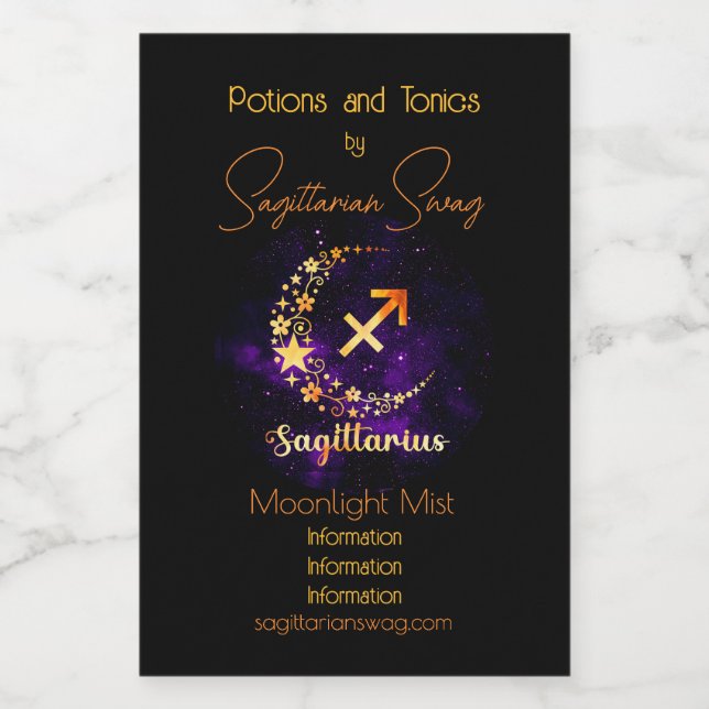 Skapa din egen Lila Celestial Sagittarius Vinetikett (Enkel etikett)