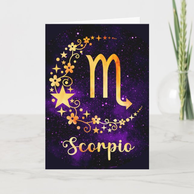 Skapa din egen Lila Celestial Scorpio Zodiac Helgkort (Framsida)