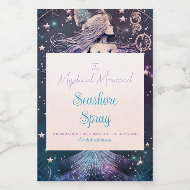 Skapa din egen Lila Celestial Sjöjungfru Vinetikett (Enkel etikett)