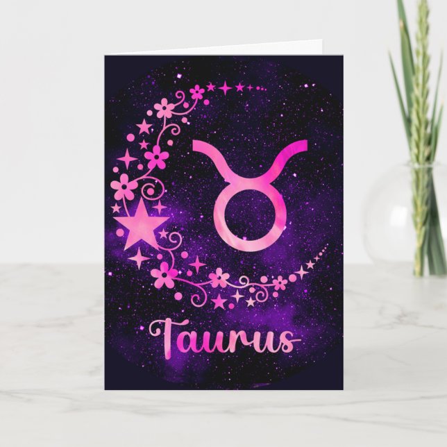 Skapa din egen Lila Celestial Taurus Zodiac Helgkort (Framsida)