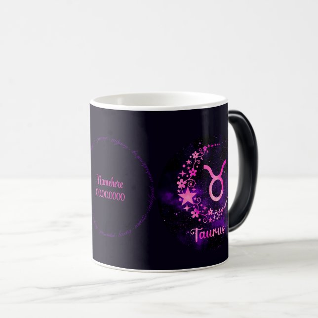 Skapa din egen Lila Celestial Taurus Zodiac Magisk Mugg (Framsida höger)