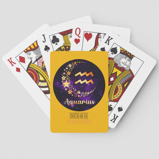 Skapa Din Egen Lila Celestiala Vattumannen Stjärnt Casinokort (Baksidan)