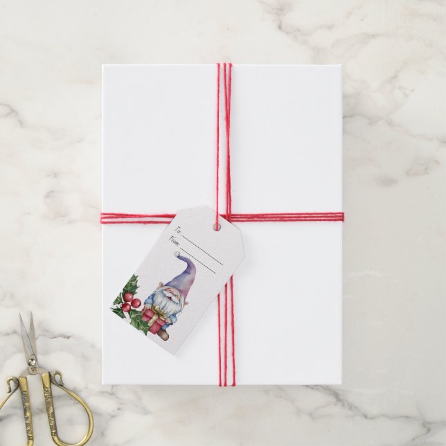 Skapa din egen lila Gnome-present Presentetikett (Med Snöre)