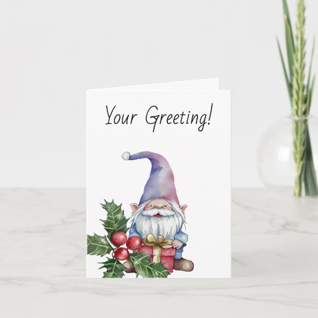 Skapa din egen Lila Gnome-presenterad Helgkort (Framsida)