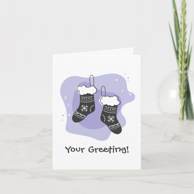 Skapa din egen Lila Stocking jul Helgkort (Framsida)