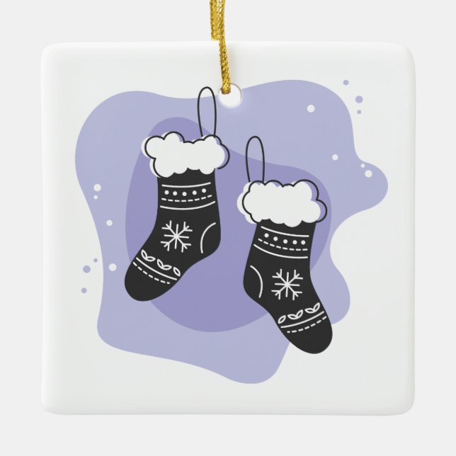 Skapa din egen Lila Stocking jul Julgransprydnad Keramik (Framsida)