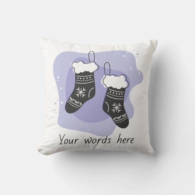 Skapa din egen Lila Stocking jul Kudde (Framsida)