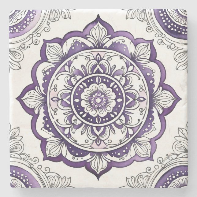 Skapa Din Egen Lila Talavera Mandala Stenunderlägg (Framsidan)