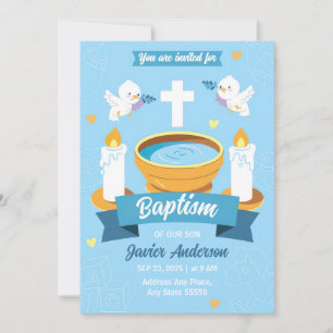 Skapa din egen ljusblå pojke-baptism Christening Inbjudningar