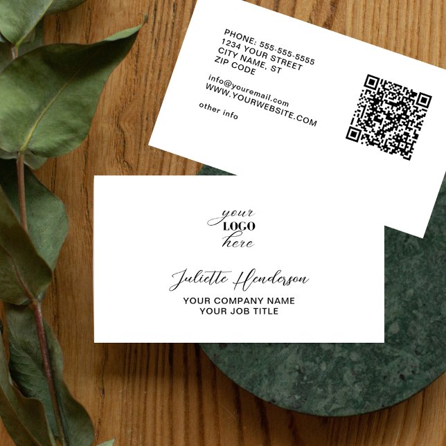 Skapa Din Egen Logotyp Info QR-kod Modern Elegant Visitkort (Skapare uppladdad)