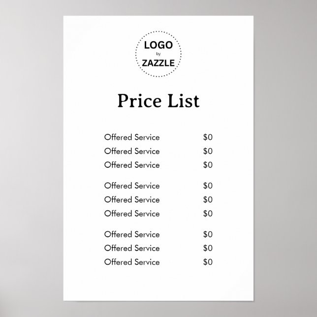 Skapa din egen logotyp | Minimalistisk prisdisplay Poster (Framsidan)