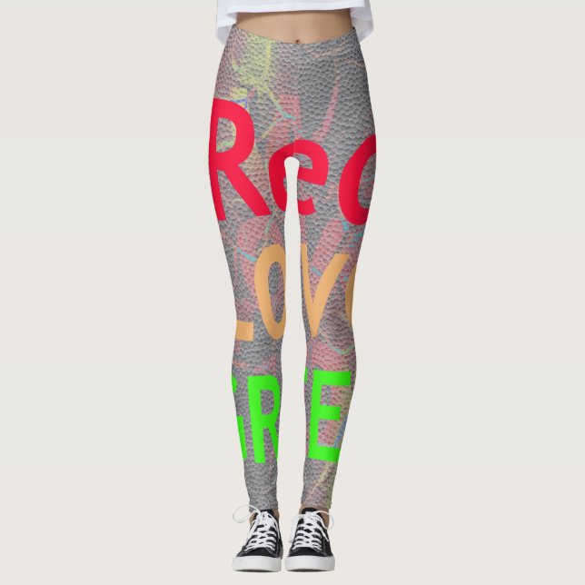 Skapa din egen Lovey Red Golden Grönt Rasta Färg Leggings (Framsida)