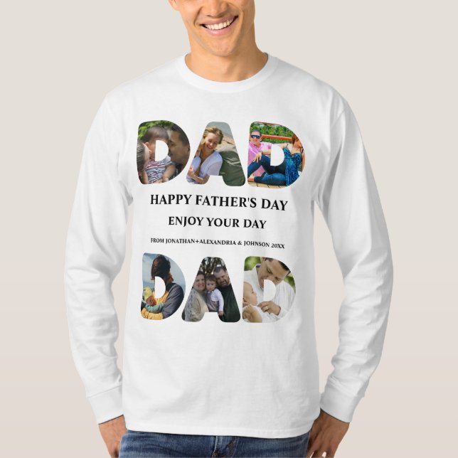 Skapa din egen Lycklig fars dag 6-fotokollage T Shirt (Framsida)
