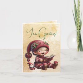 Skapa din egen Lycklig Tale Vintage-jultomte Helgkort