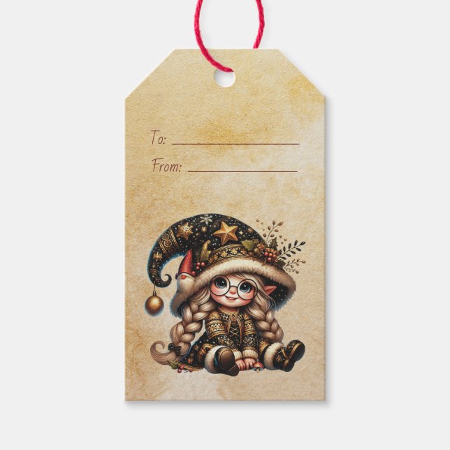 Skapa Din Egen Magisk Jul Tomte Presentetikett (Framsidan)
