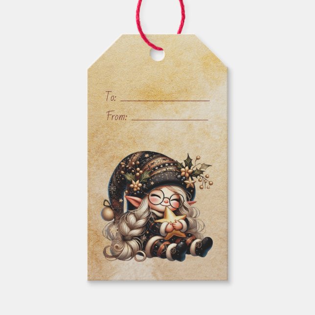 Skapa Din Egen Magisk Jul Tomte Stjärna Presentetikett (Framsidan)