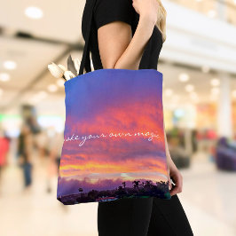 Skapa Din Egen Magiska Citat Rosa Blå Moln Solnedg Tygkasse