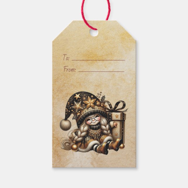 Skapa din egen magiska jul-tomte-present presentetikett (Framsidan)