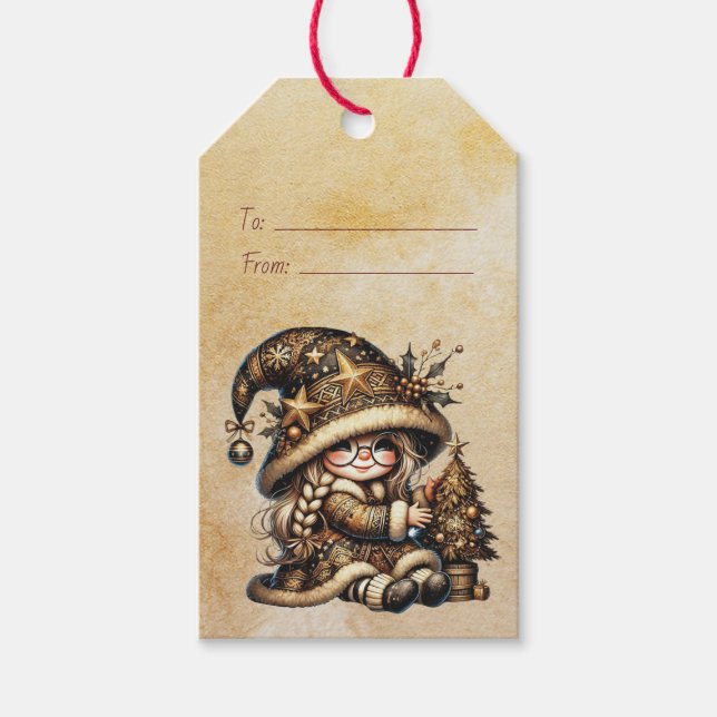 Skapa din egen magiska jul Tomte träd Presentetikett (Framsidan)