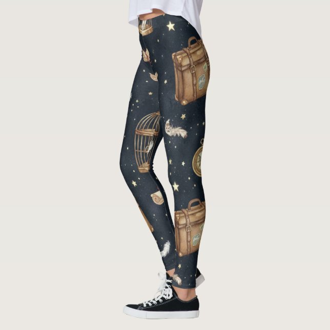 Skapa Din Egen Magiska Resa Resväskor Ugglor Leggings (Vänster)