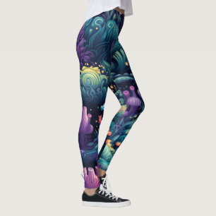 Skapa din egen magiska skogsblomma i flera färger leggings