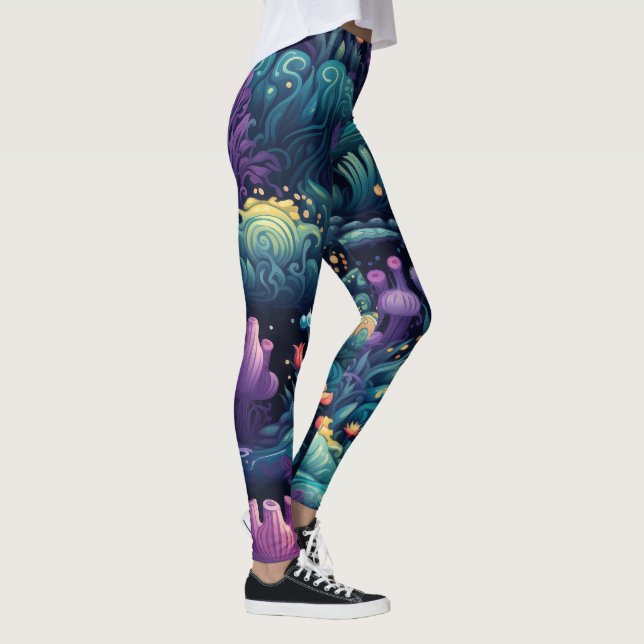 Skapa din egen magiska skogsblomma i flera färger leggings (Höger)