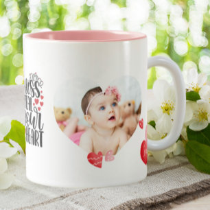 Skapa din egen Mamma Baby Heart Photo Text Modern Två-Tonad Mugg