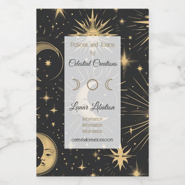 Skapa din egen man i Måne Celestial Vinetikett (Enkel etikett)