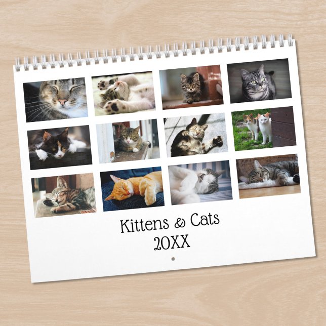 Skapa din egen matsmatta, kattungsfoto kalender (Create Your Own Cute Cats Kittens 2025 Pet Photo Calendar, in situ)